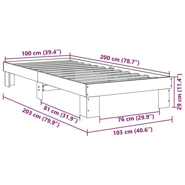 Cadre de lit sans matelas 100x200 cm bois massif de chêne - Photo n°11