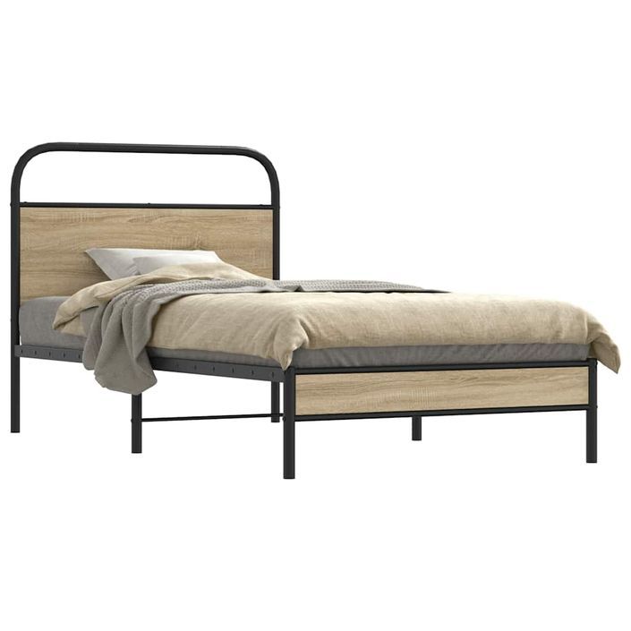 Cadre de lit sans matelas 100x200 cm chêne fumé bois ingénierie - Photo n°1