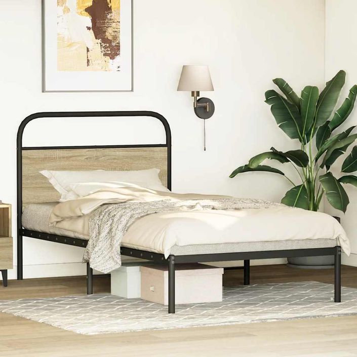 Cadre de lit sans matelas 100x200 cm chêne sonoma - Photo n°3