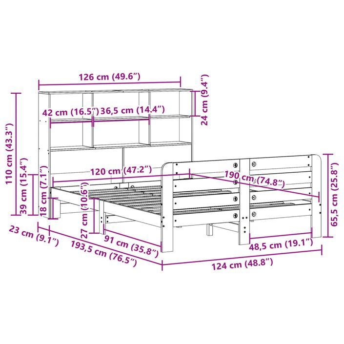 Cadre de lit sans matelas 120x190 cm bois de pin massif - Photo n°11