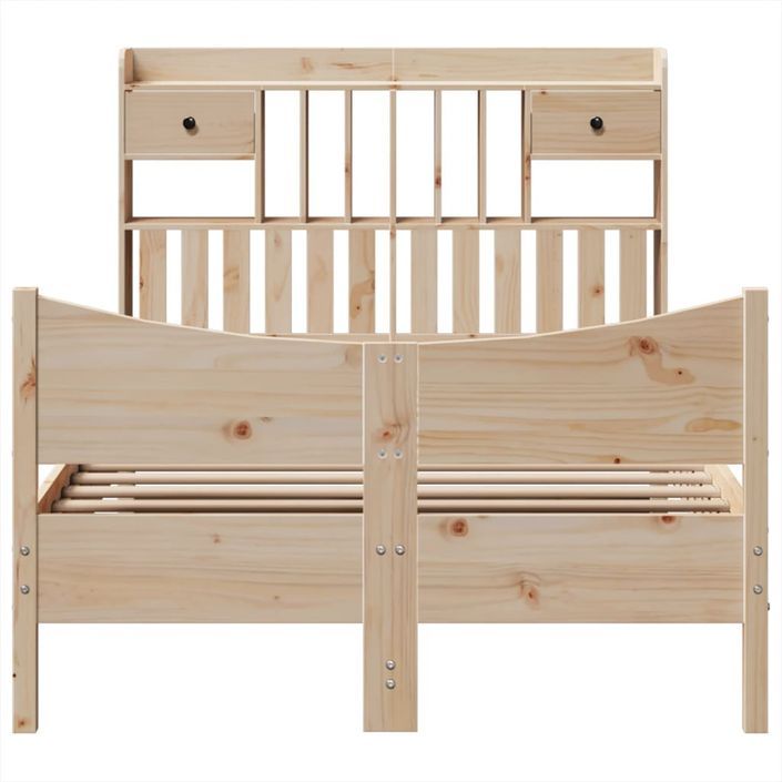 Cadre de lit sans matelas 120x190 cm bois de pin massif - Photo n°4