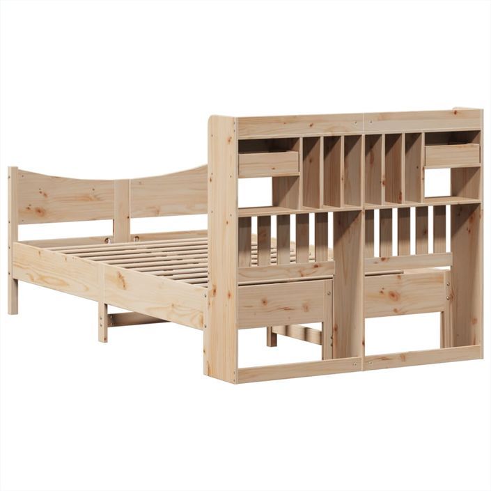 Cadre de lit sans matelas 120x190 cm bois de pin massif - Photo n°8