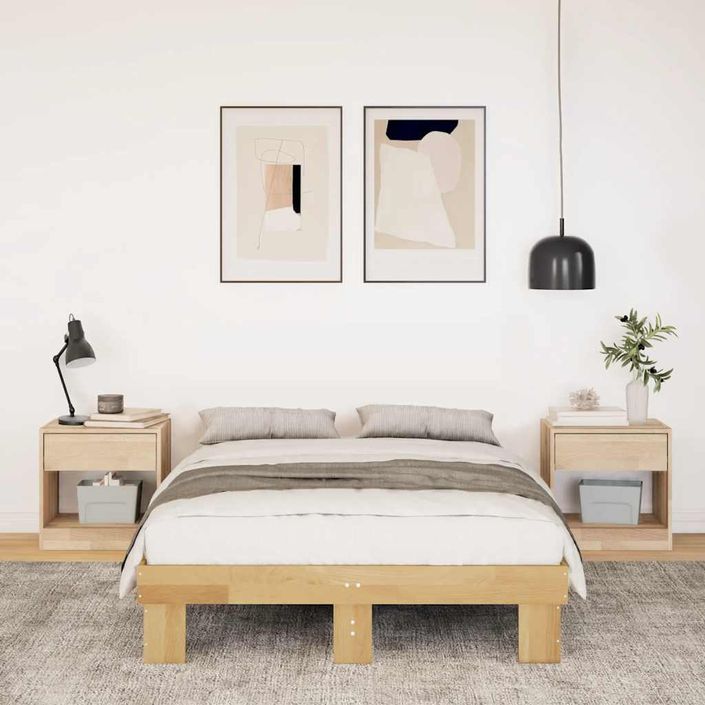 Cadre de lit sans matelas 120x190 cm bois massif de chêne - Photo n°4