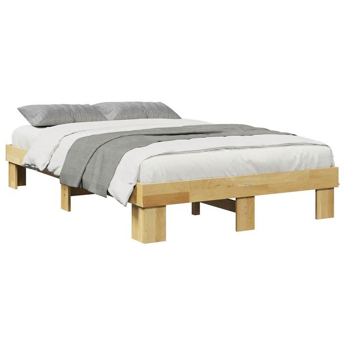 Cadre de lit sans matelas 120x190 cm bois massif de chêne - Photo n°5