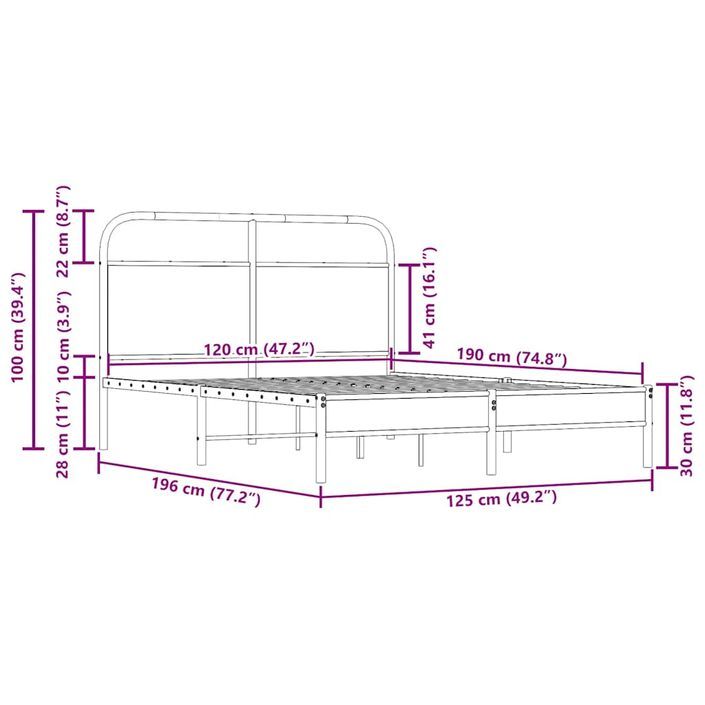 Cadre de lit sans matelas 120x190 cm chêne fumé bois ingénierie - Photo n°9