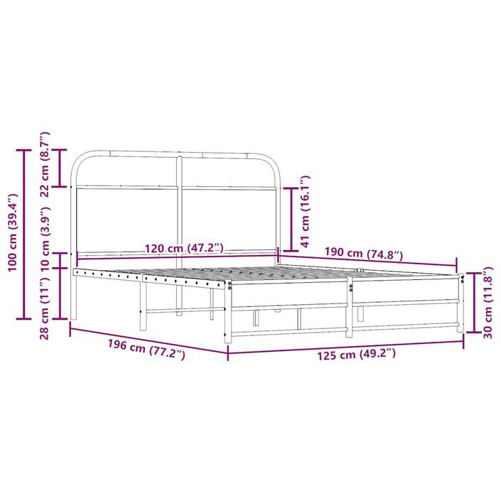 Cadre de lit sans matelas 120x190 cm chêne fumé bois ingénierie - Photo n°9