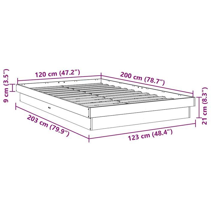 Cadre de lit sans matelas 120x200 cm bois massif de chêne - Photo n°11