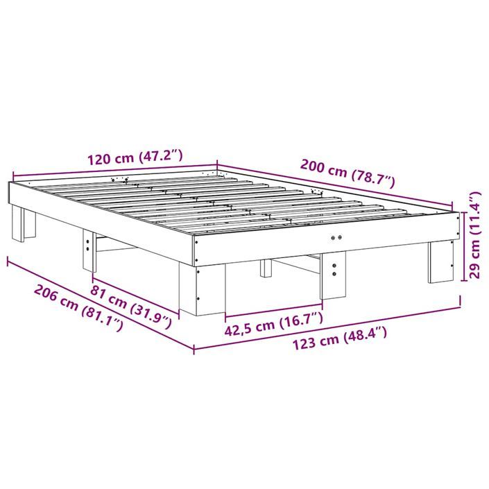 Cadre de lit sans matelas 120x200 cm bois massif de chêne - Photo n°11