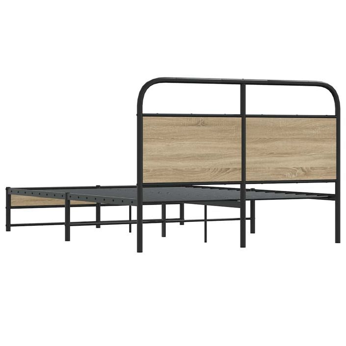 Cadre de lit sans matelas 120x200 cm chêne fumé bois ingénierie - Photo n°7