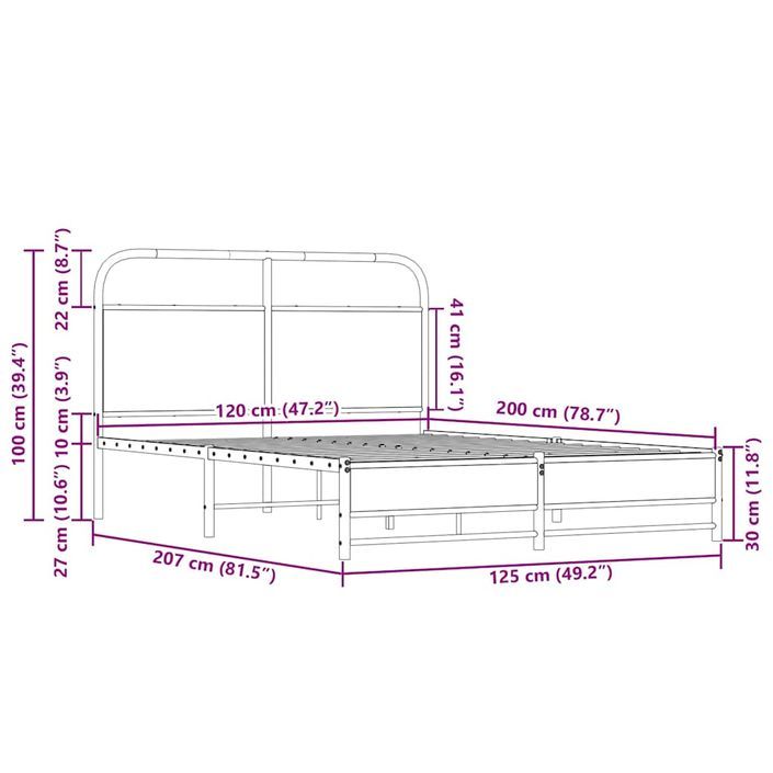 Cadre de lit sans matelas 120x200 cm chêne sonoma - Photo n°9