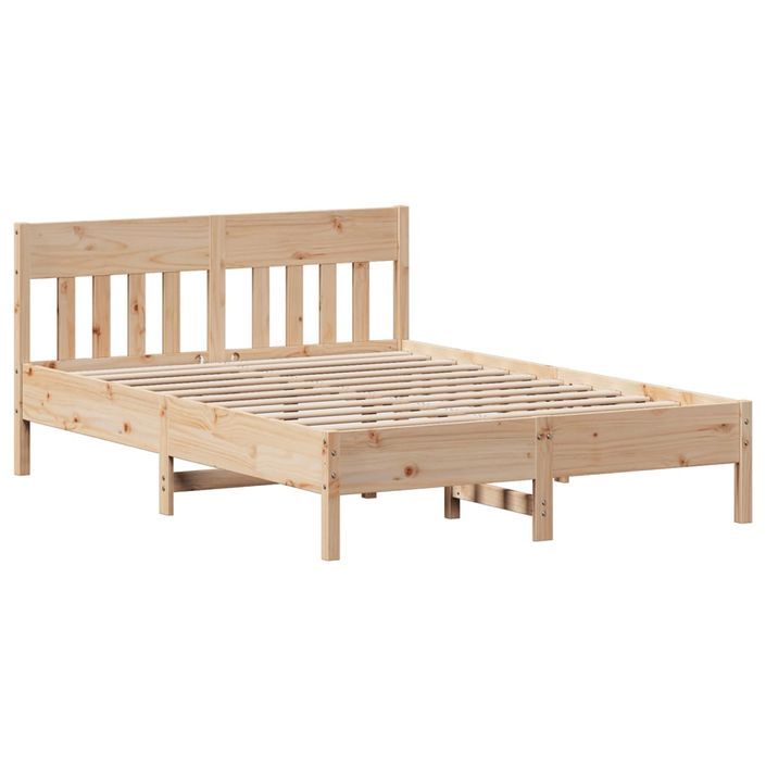 Cadre de lit sans matelas 135x190 cm bois de pin massif - Photo n°5