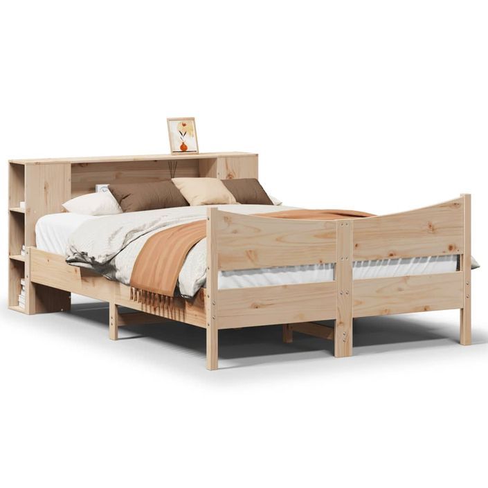 Cadre de lit sans matelas 135x190 cm bois de pin massif - Photo n°2