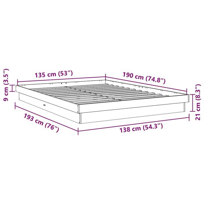 Cadre de lit sans matelas 135x190 cm bois massif de chêne - Photo n°11