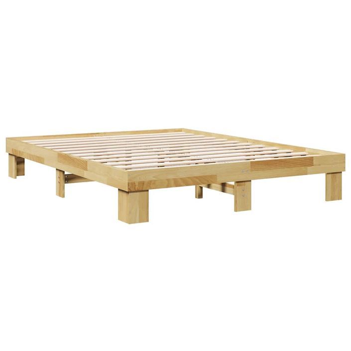 Cadre de lit sans matelas 135x190 cm bois massif de chêne - Photo n°8