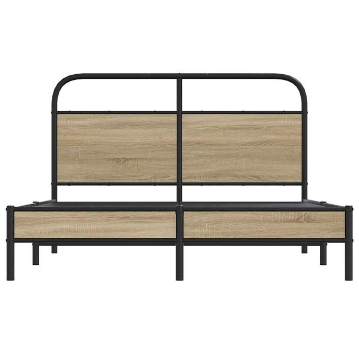 Cadre de lit sans matelas 135x190 cm chêne fumé bois ingénierie - Photo n°5