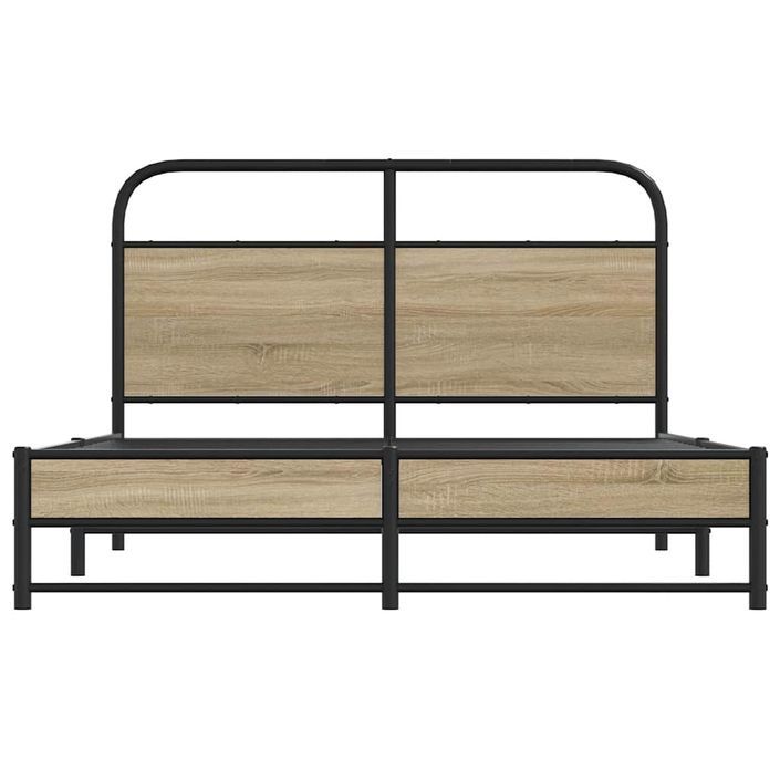 Cadre de lit sans matelas 135x190 cm chêne fumé bois ingénierie - Photo n°5