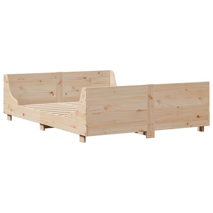 Cadre de lit sans matelas 140x190 cm bois de pin massif - Photo n°5