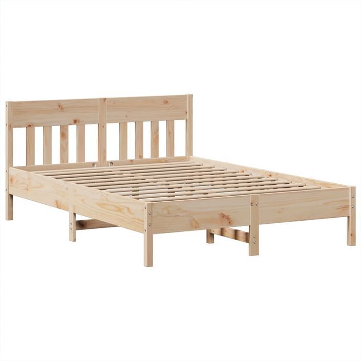 Cadre de lit sans matelas 140x190 cm bois de pin massif - Photo n°5