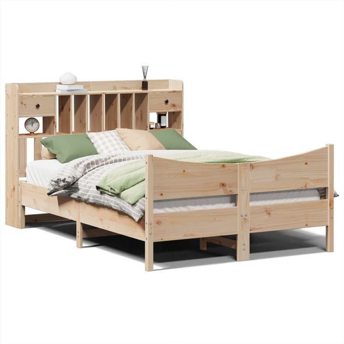 Cadre de lit sans matelas 140x190 cm bois de pin massif - Photo n°2