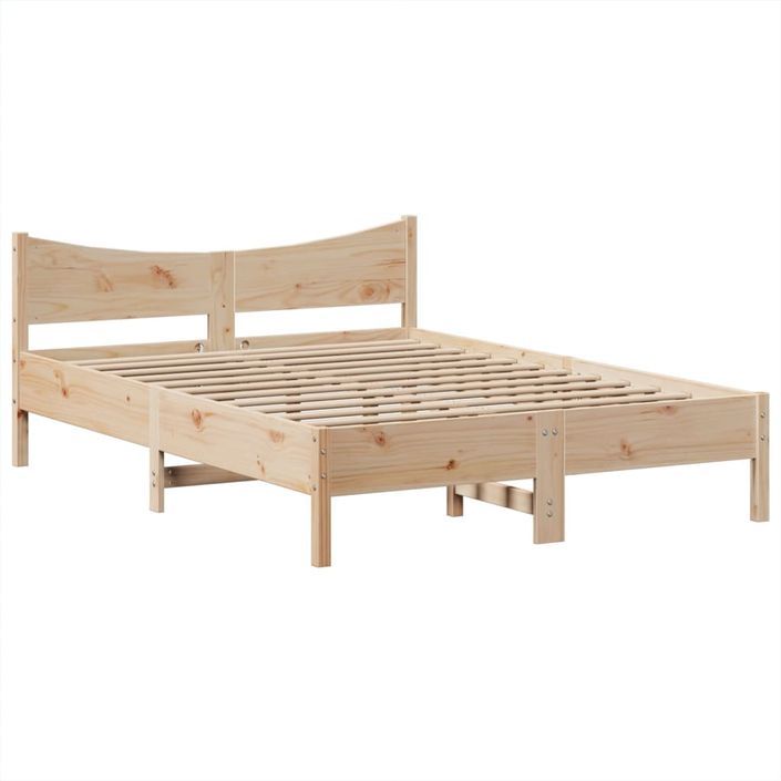 Cadre de lit sans matelas 140x190 cm bois de pin massif - Photo n°5