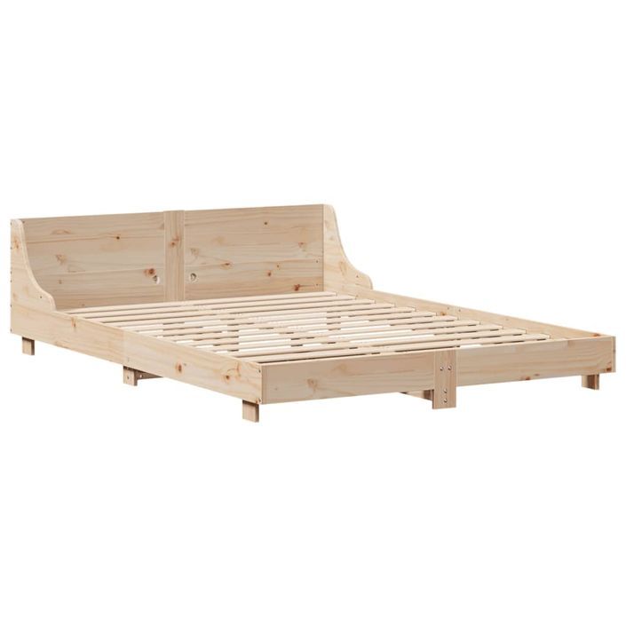 Cadre de lit sans matelas 140x190 cm bois de pin massif - Photo n°5