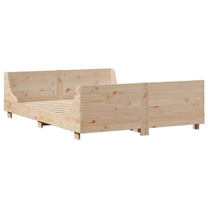 Cadre de lit sans matelas 140x190 cm bois de pin massif - Photo n°5