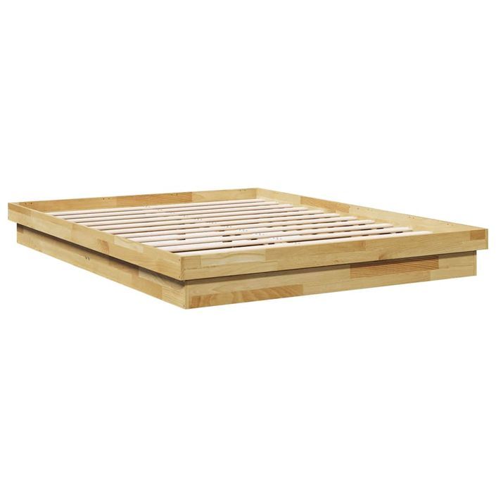 Cadre de lit sans matelas 140x190 cm bois massif de chêne - Photo n°3