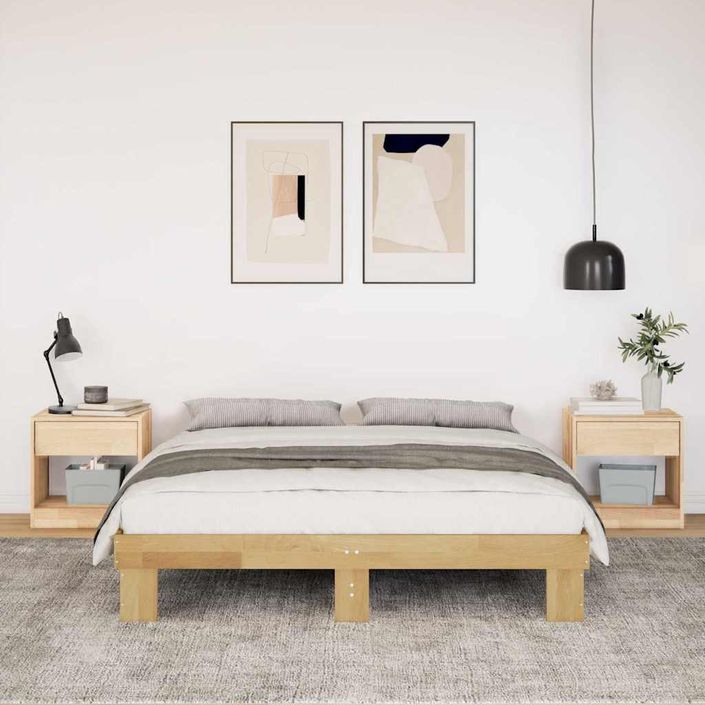 Cadre de lit sans matelas 140x190 cm bois massif de chêne - Photo n°4