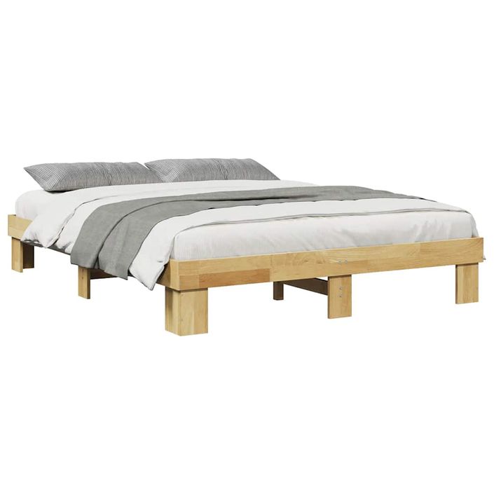 Cadre de lit sans matelas 140x190 cm bois massif de chêne - Photo n°5