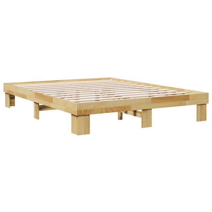 Cadre de lit sans matelas 140x190 cm bois massif de chêne - Photo n°8