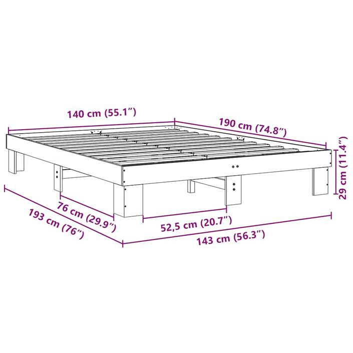 Cadre de lit sans matelas 140x190 cm bois massif de chêne - Photo n°11