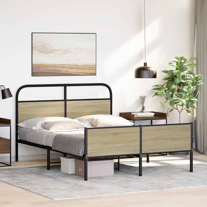 Cadre de lit sans matelas 140x190 cm chêne sonoma - Photo n°4