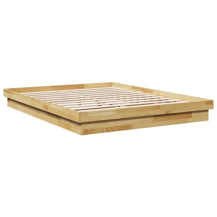 Cadre de lit sans matelas 140x200 cm bois massif de chêne - Photo n°3