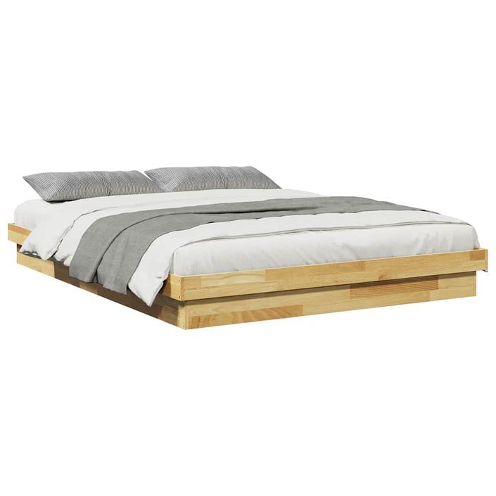 Cadre de lit sans matelas 140x200 cm bois massif de chêne - Photo n°5