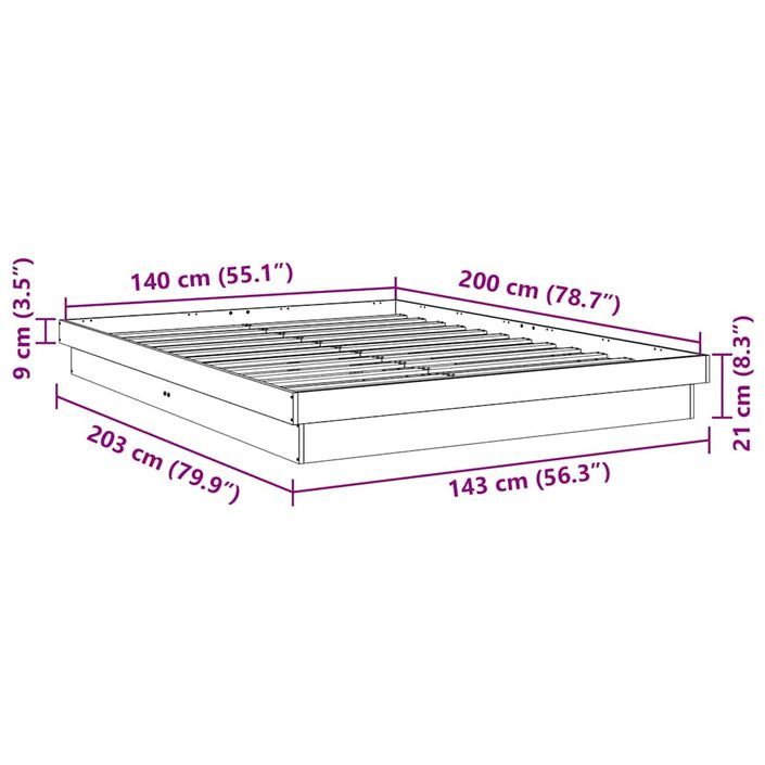 Cadre de lit sans matelas 140x200 cm bois massif de chêne - Photo n°11