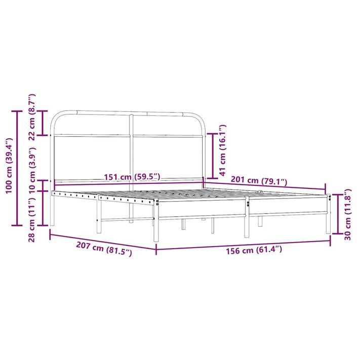 Cadre de lit sans matelas 150x200 cm chêne fumé bois ingénierie - Photo n°9