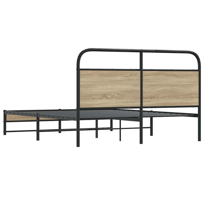 Cadre de lit sans matelas 150x200 cm chêne fumé bois ingénierie - Photo n°7