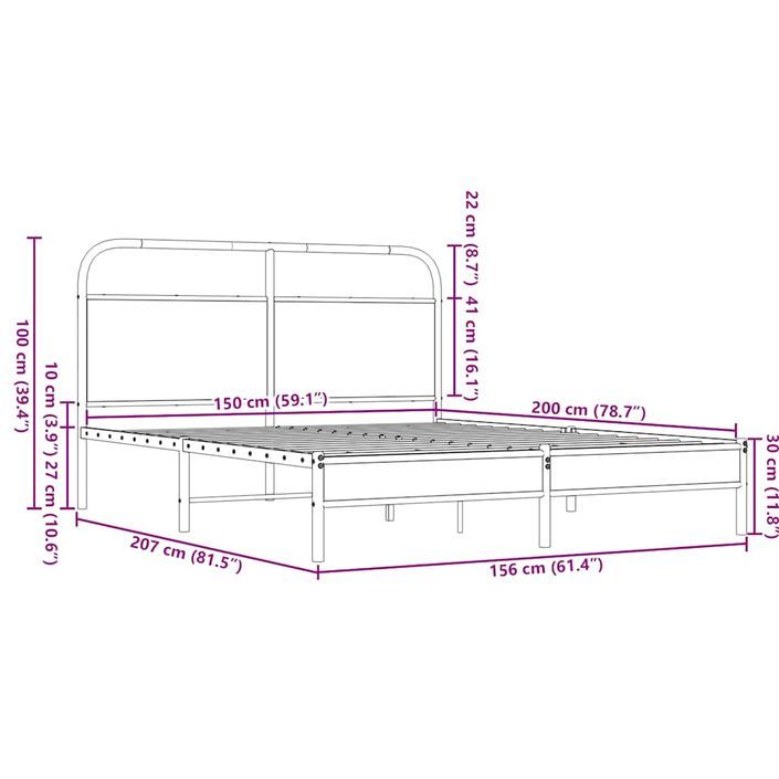 Cadre de lit sans matelas 150x200 cm chêne marron - Photo n°9