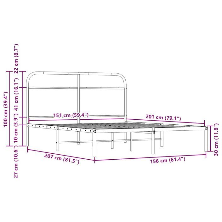 Cadre de lit sans matelas 150x200 cm chêne sonoma - Photo n°9