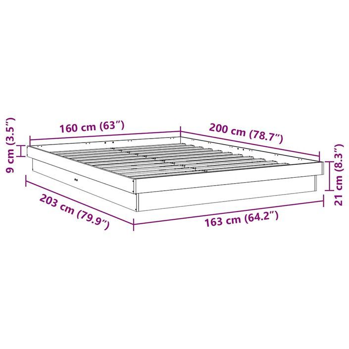 Cadre de lit sans matelas 160x200 cm bois massif de chêne - Photo n°11