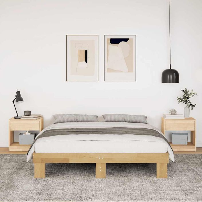 Cadre de lit sans matelas 160x200 cm bois massif de chêne - Photo n°4