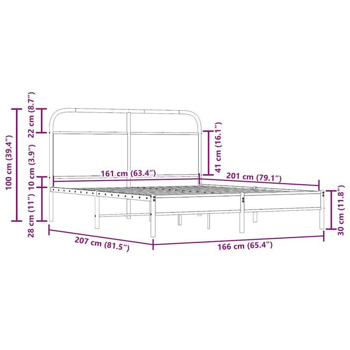 Cadre de lit sans matelas 160x200 cm chêne fumé bois ingénierie - Photo n°9