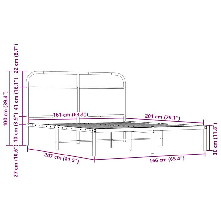 Cadre de lit sans matelas 160x200 cm chêne sonoma - Photo n°9