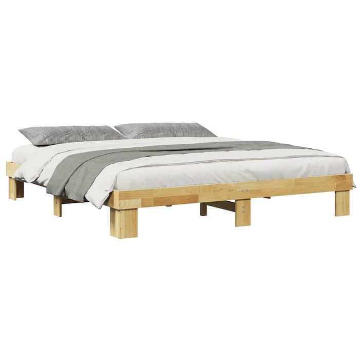 Cadre de lit sans matelas 180x200 cm bois massif de chêne - Photo n°5