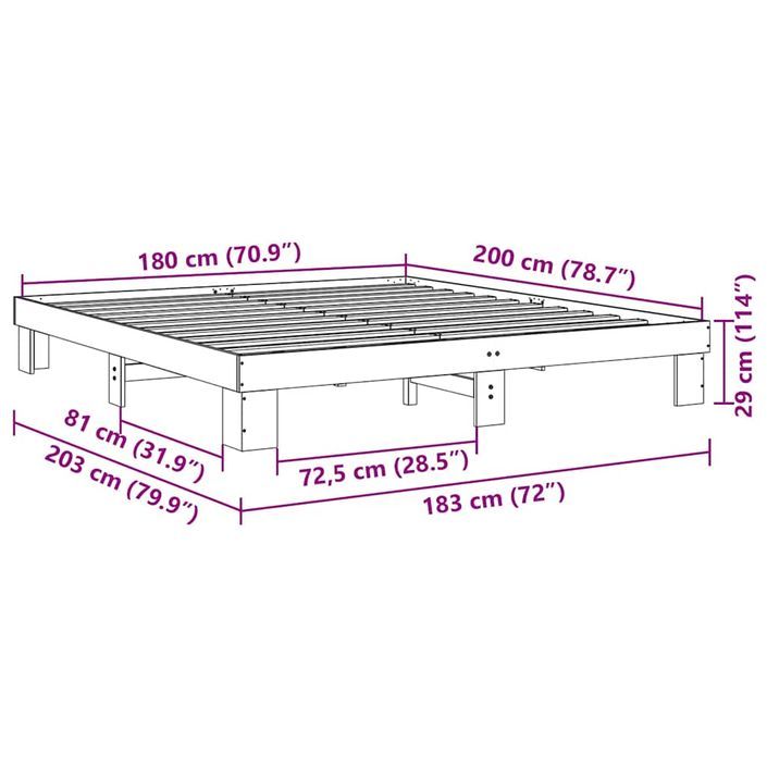 Cadre de lit sans matelas 180x200 cm bois massif de chêne - Photo n°11