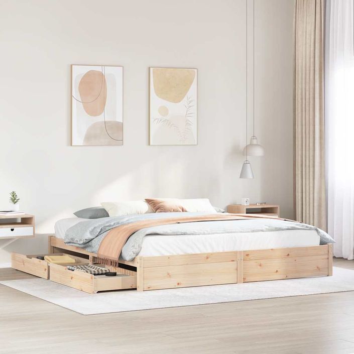 Cadre de lit sans matelas 180x200 cm bois massif de pin - Photo n°1