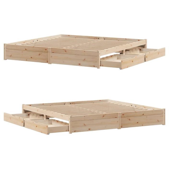 Cadre de lit sans matelas 180x200 cm bois massif de pin - Photo n°8