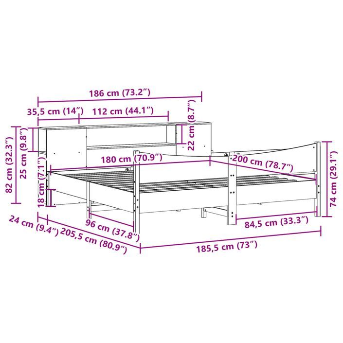 Cadre de lit sans matelas 180x200 cm bois massif de pin - Photo n°11