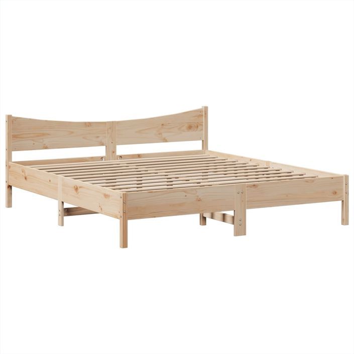 Cadre de lit sans matelas 180x200 cm bois massif de pin - Photo n°5