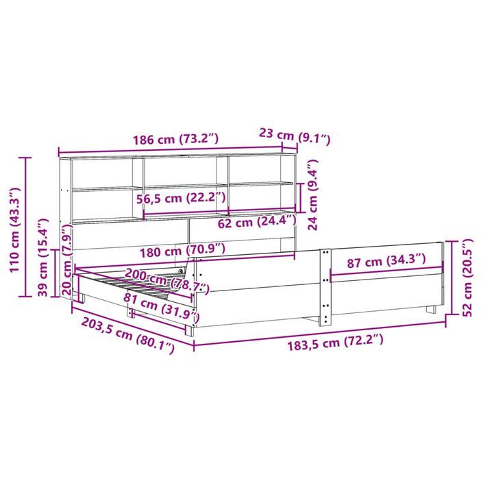 Cadre de lit sans matelas 180x200 cm bois massif de pin - Photo n°12